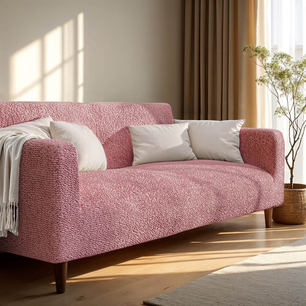 Loveseat 2 Seater Slipcover, Comfort Collection – Coral Pink, interior view 1 | Coral Pink
