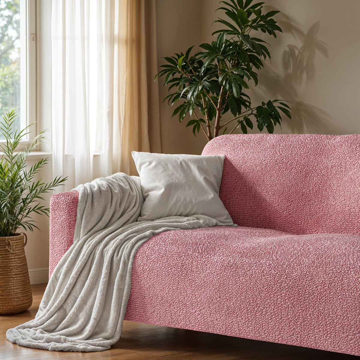 Loveseat 2 Seater Slipcover, Comfort Collection – Coral Pink, interior view 3 | Coral Pink