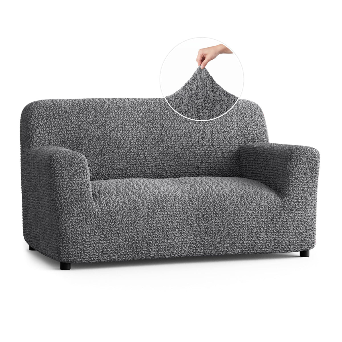 Loveseat 2 Seater Slipcover, Comfort Collection – Dark Grey, front view | Dark Grey