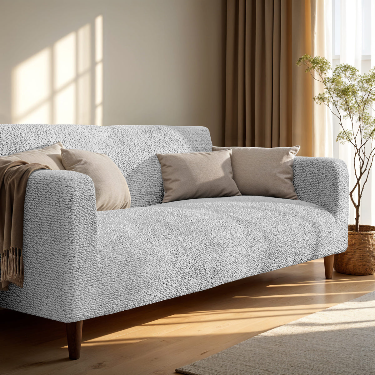 Loveseat 2 Seater Slipcover, Comfort Collection – Light Grey, interior view 1 | Light Grey