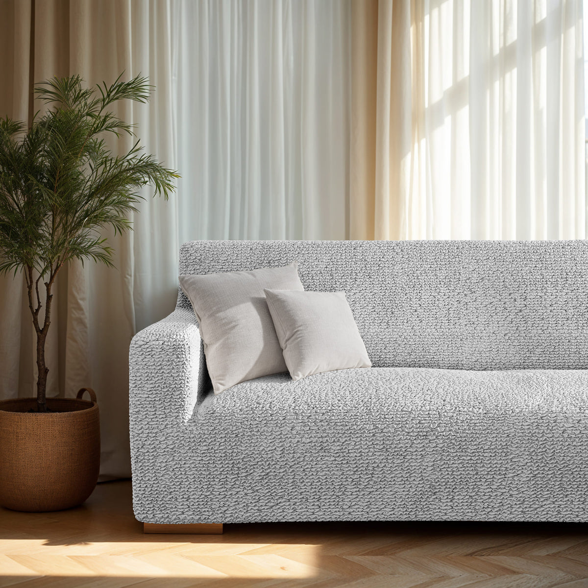 Loveseat 2 Seater Slipcover, Comfort Collection – Light Grey, interior view 2 | Light Grey