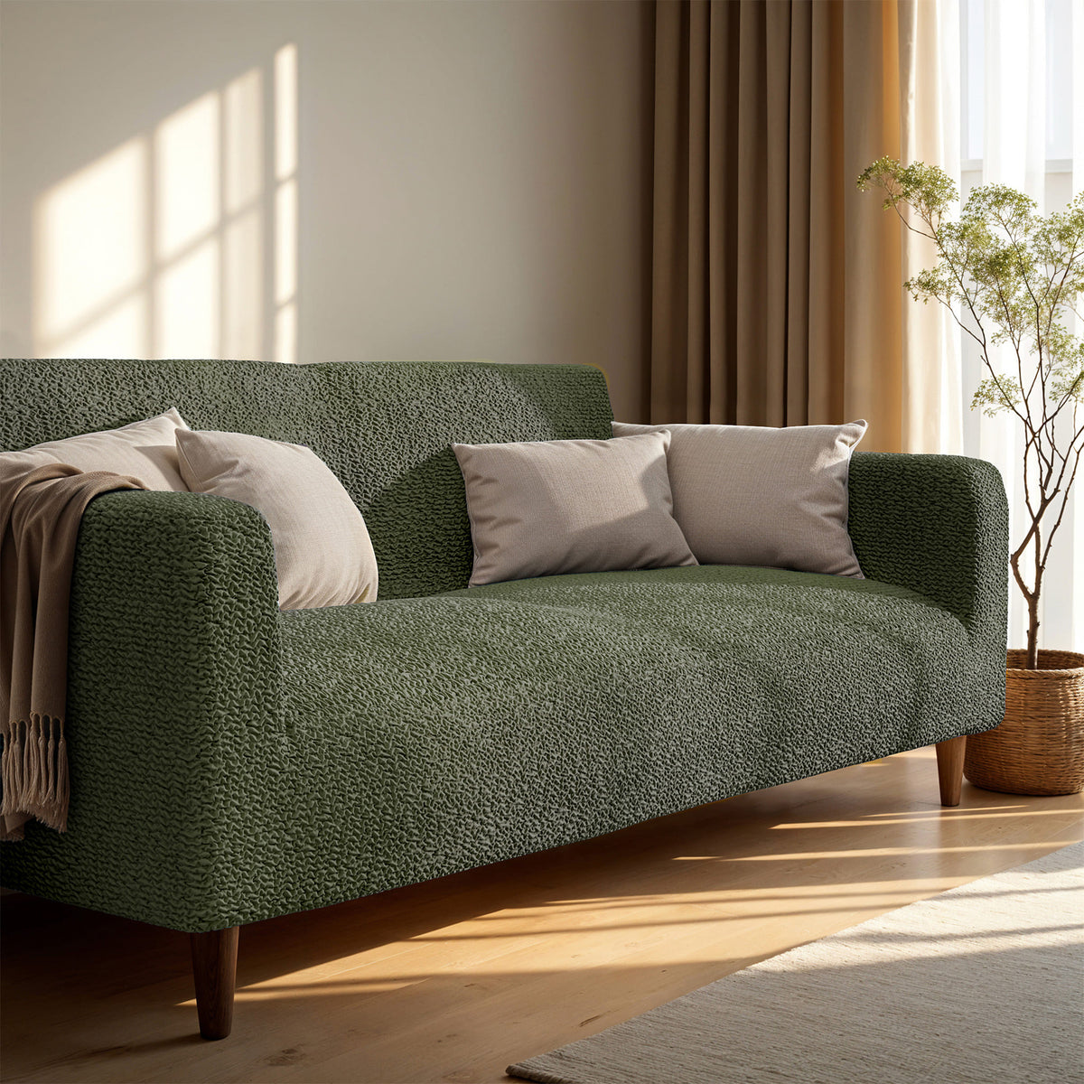 Loveseat 2 Seater Slipcover, Comfort Collection – Moss Green, interior view 1 | Moss Green