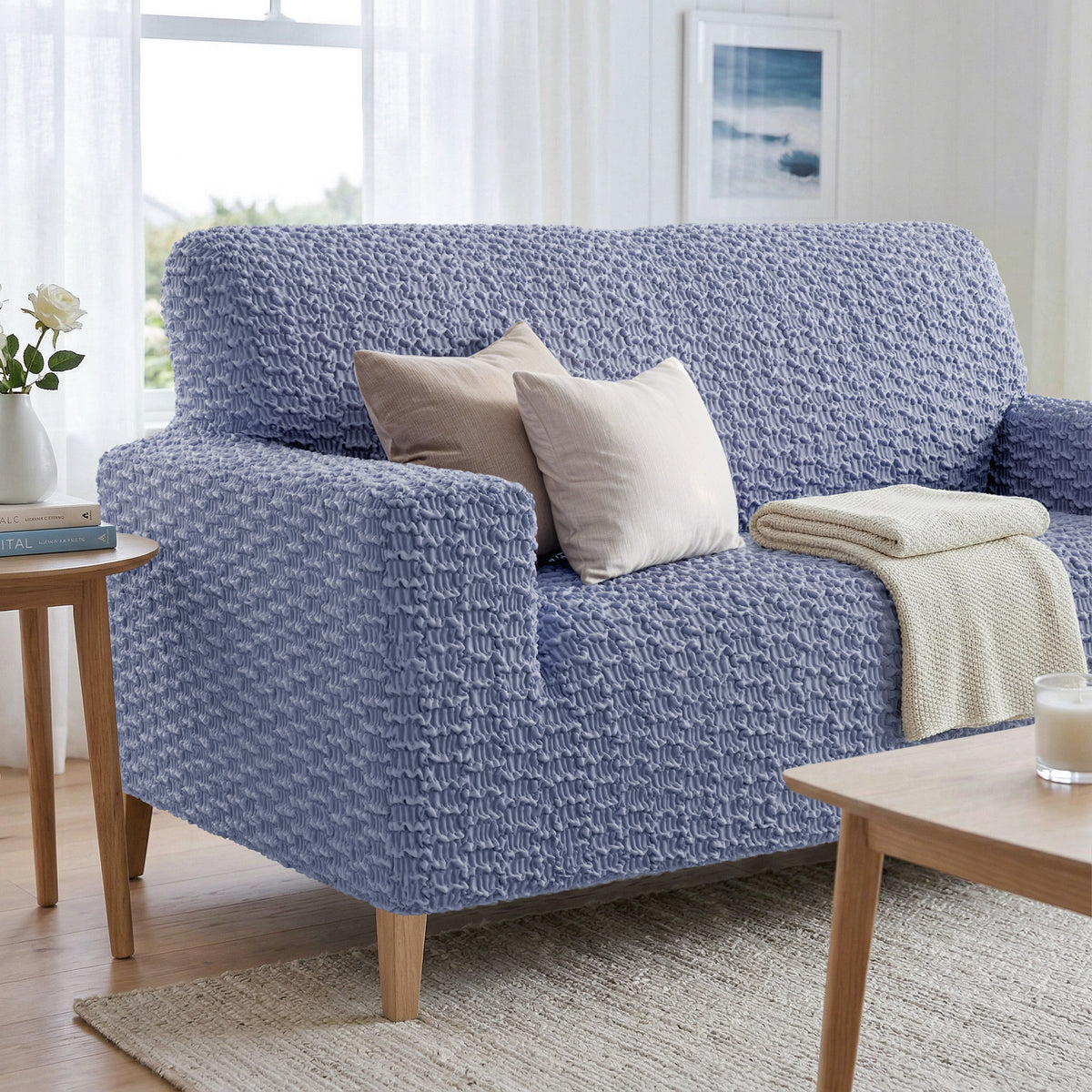 Loveseat 2 Seater Slipcover, Embrace Collection – Blue, interior view 1 | Blue