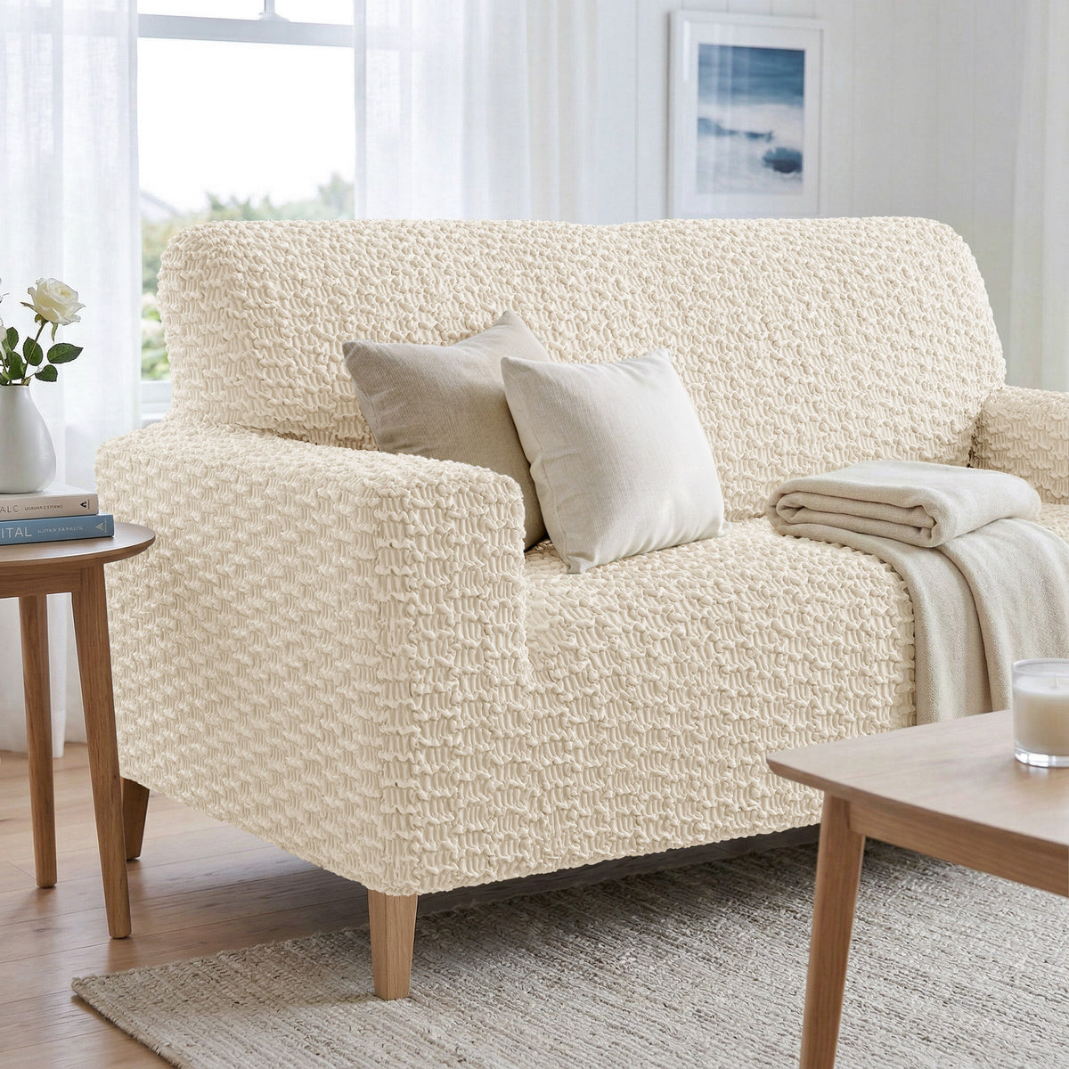 Loveseat 2 Seater Slipcover, Embrace Collection – Cream, interior view 1 | Cream