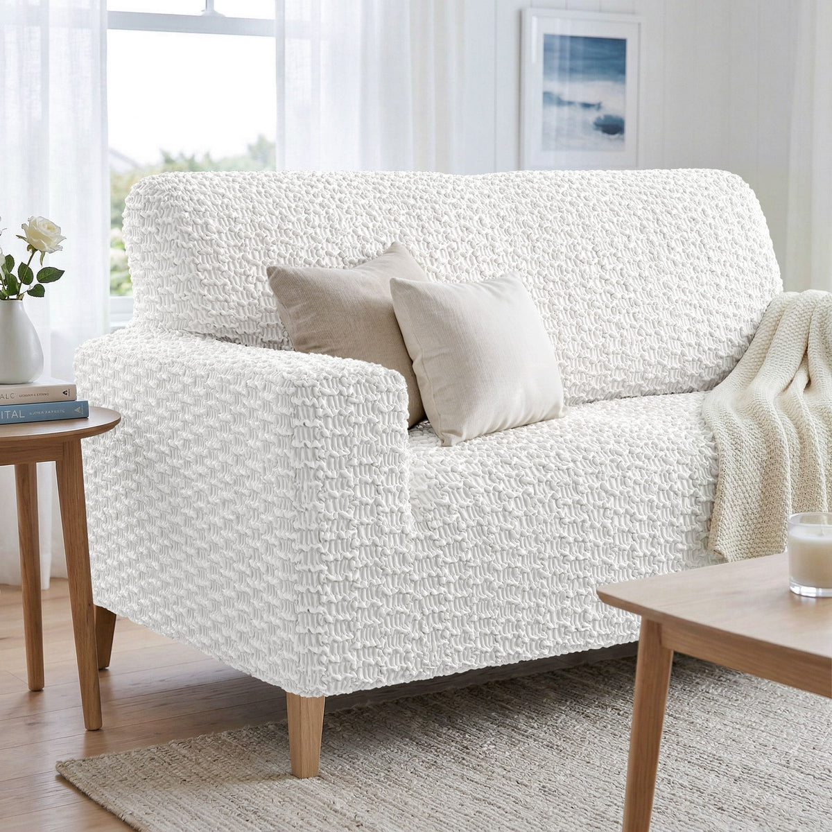 Loveseat 2 Seater Slipcover, Embrace Collection – Crisp White, interior view 1 | Crisp White