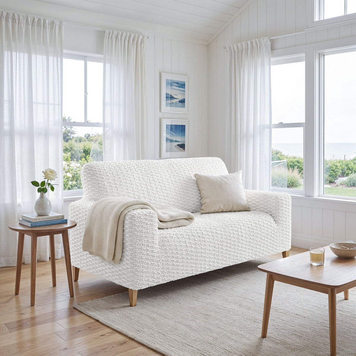 Loveseat 2 Seater Slipcover, Embrace Collection – Crisp White, interior view 2 | Crisp White