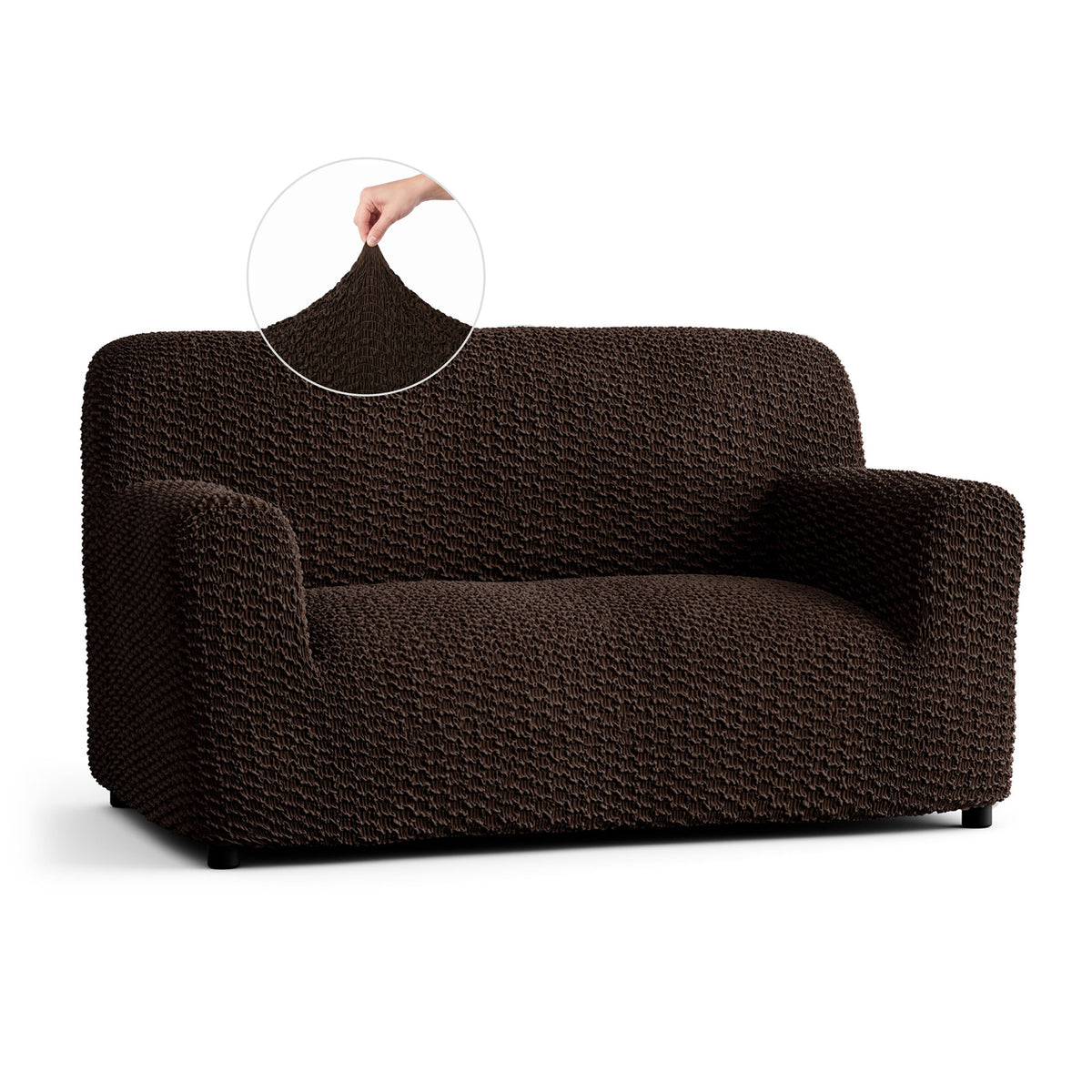 Loveseat 2 Seater Slipcover, Embrace Collection – Dark Brown, front view | Dark Brown