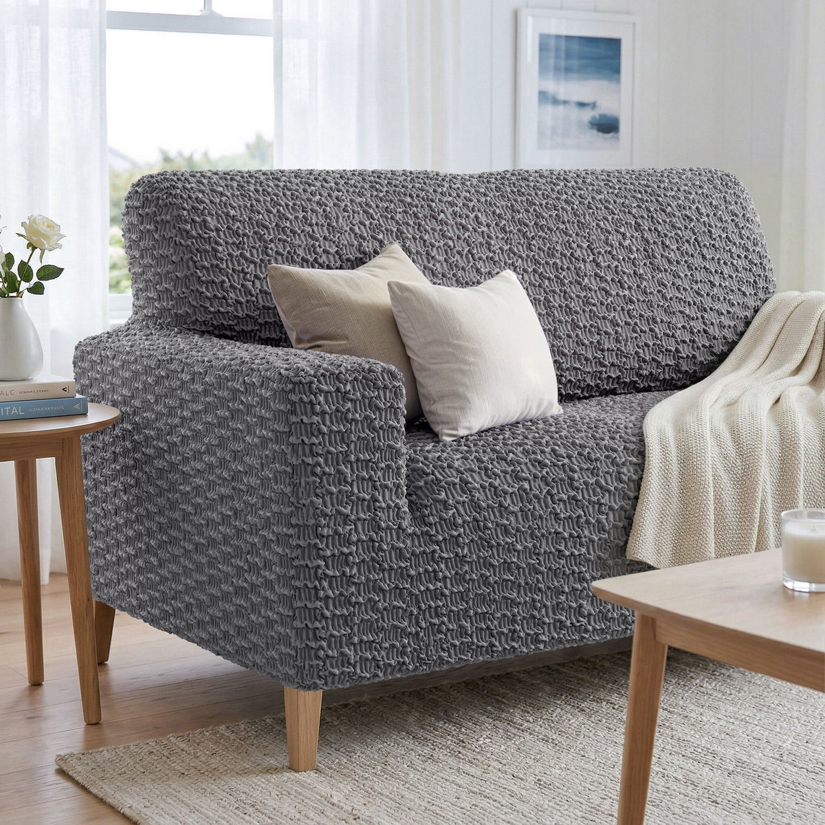 Loveseat 2 Seater Slipcover, Embrace Collection – Dark Grey, interior view 1 | Dark Grey