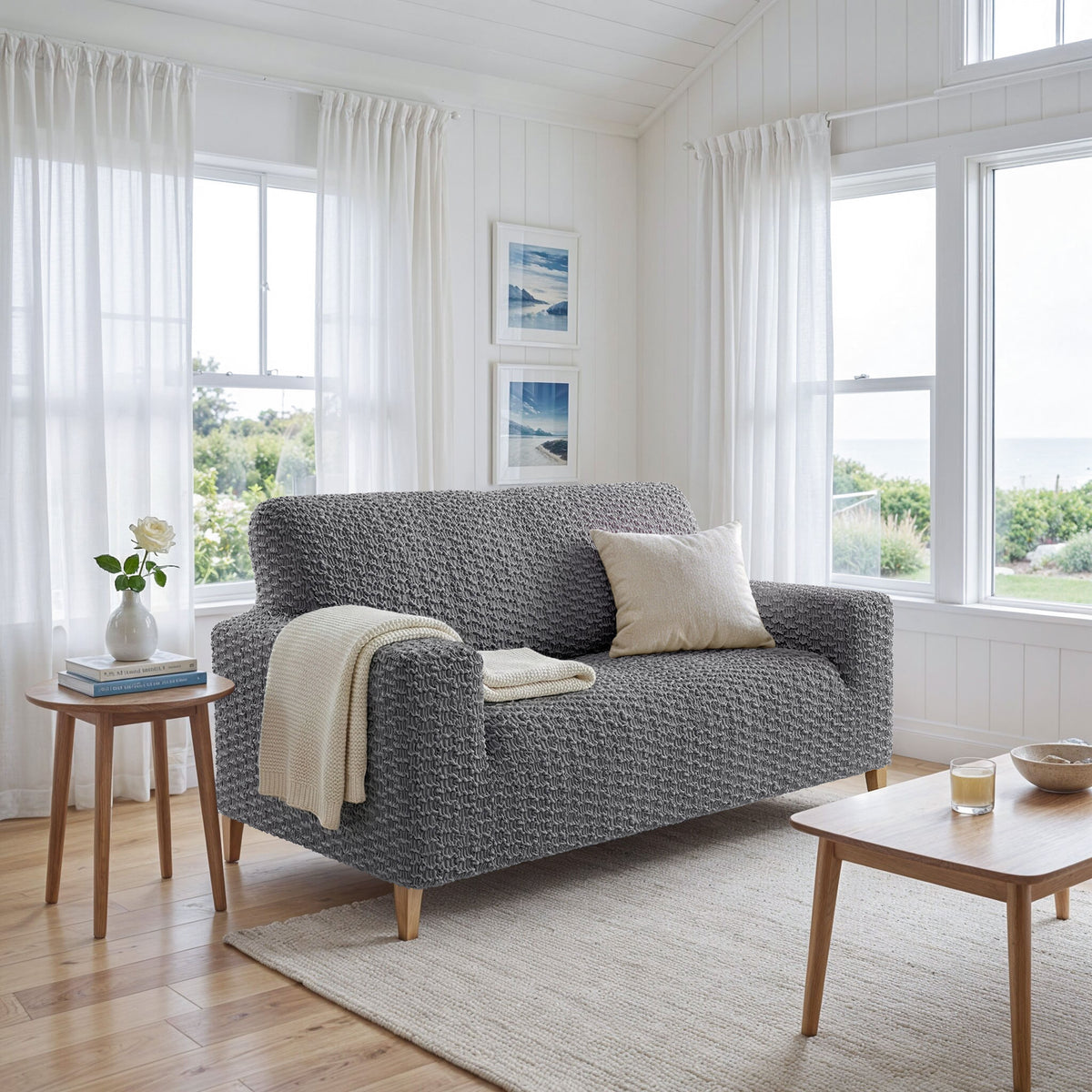 Loveseat 2 Seater Slipcover, Embrace Collection – Dark Grey, interior view 2 | Dark Grey