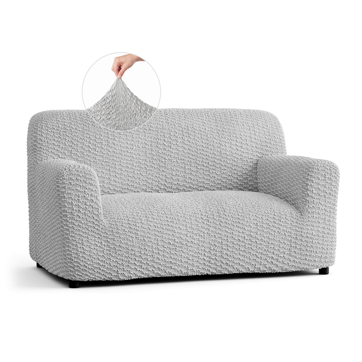 Loveseat 2 Seater Slipcover, Embrace Collection – Light Grey, front view | Light Grey