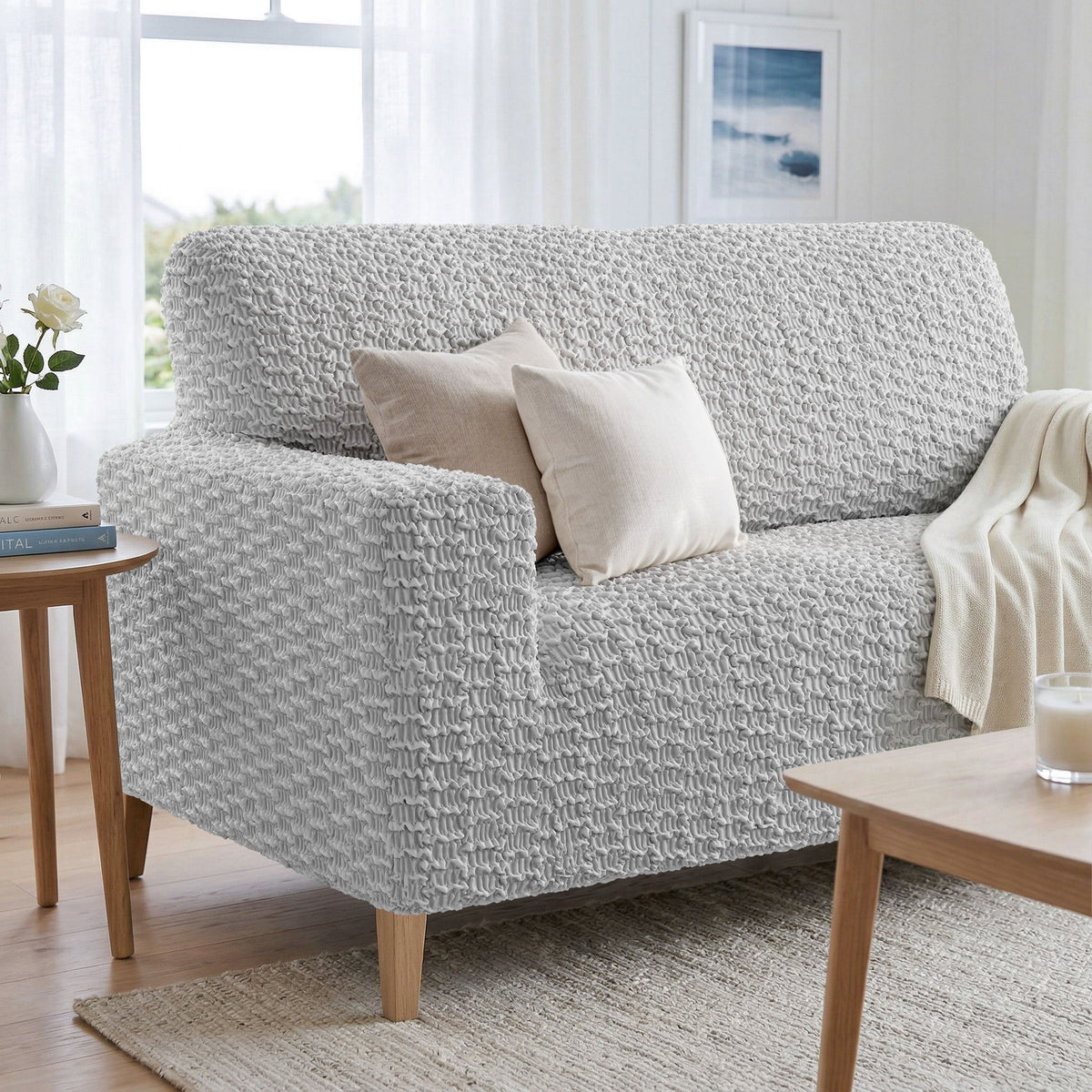 Loveseat 2 Seater Slipcover, Embrace Collection – Light Grey, interior view 1 | Light Grey