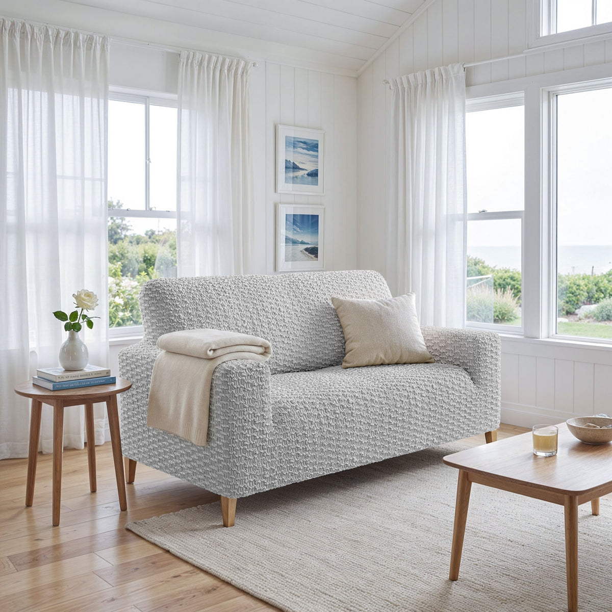 Loveseat 2 Seater Slipcover, Embrace Collection – Light Grey, interior view 2 | Light Grey