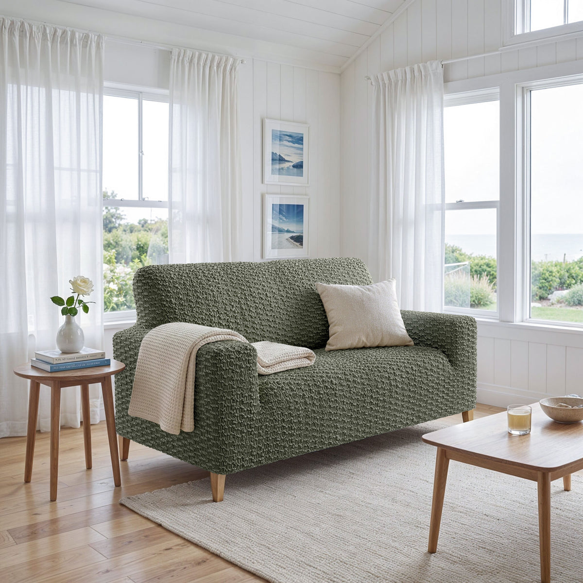 Loveseat 2 Seater Slipcover, Embrace Collection – Moss Green, interior view 2 | Moss Green