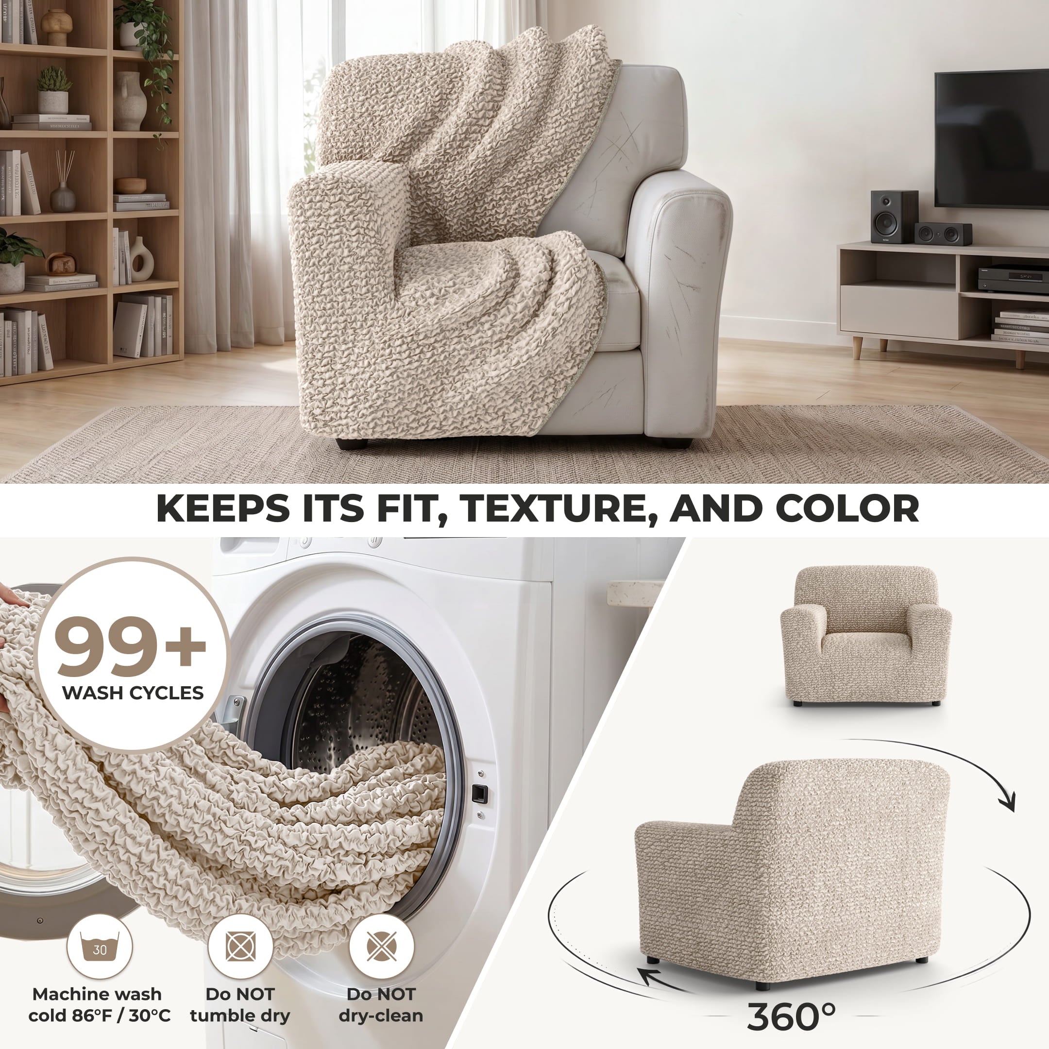 Armchair Slipcover, Comfort Collection – Macadamia, color swatch | Macadamia