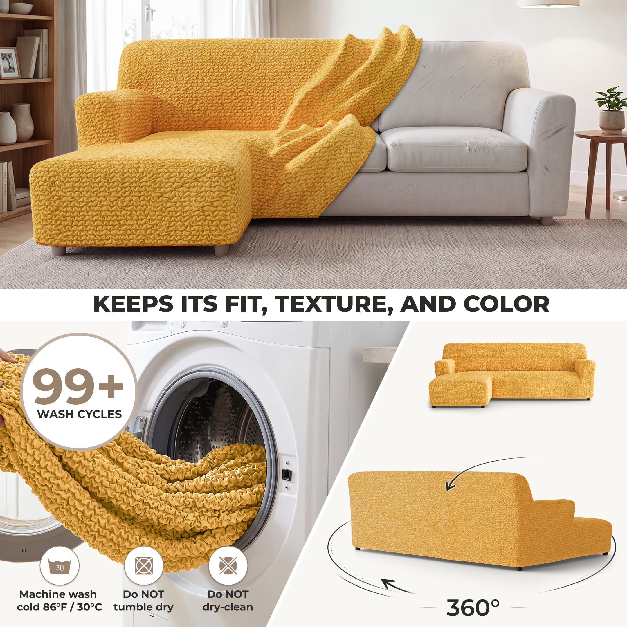 L-Shaped Sofa Slipcover (Left Chaise), Comfort Collection – Mango, color swatch | Mango