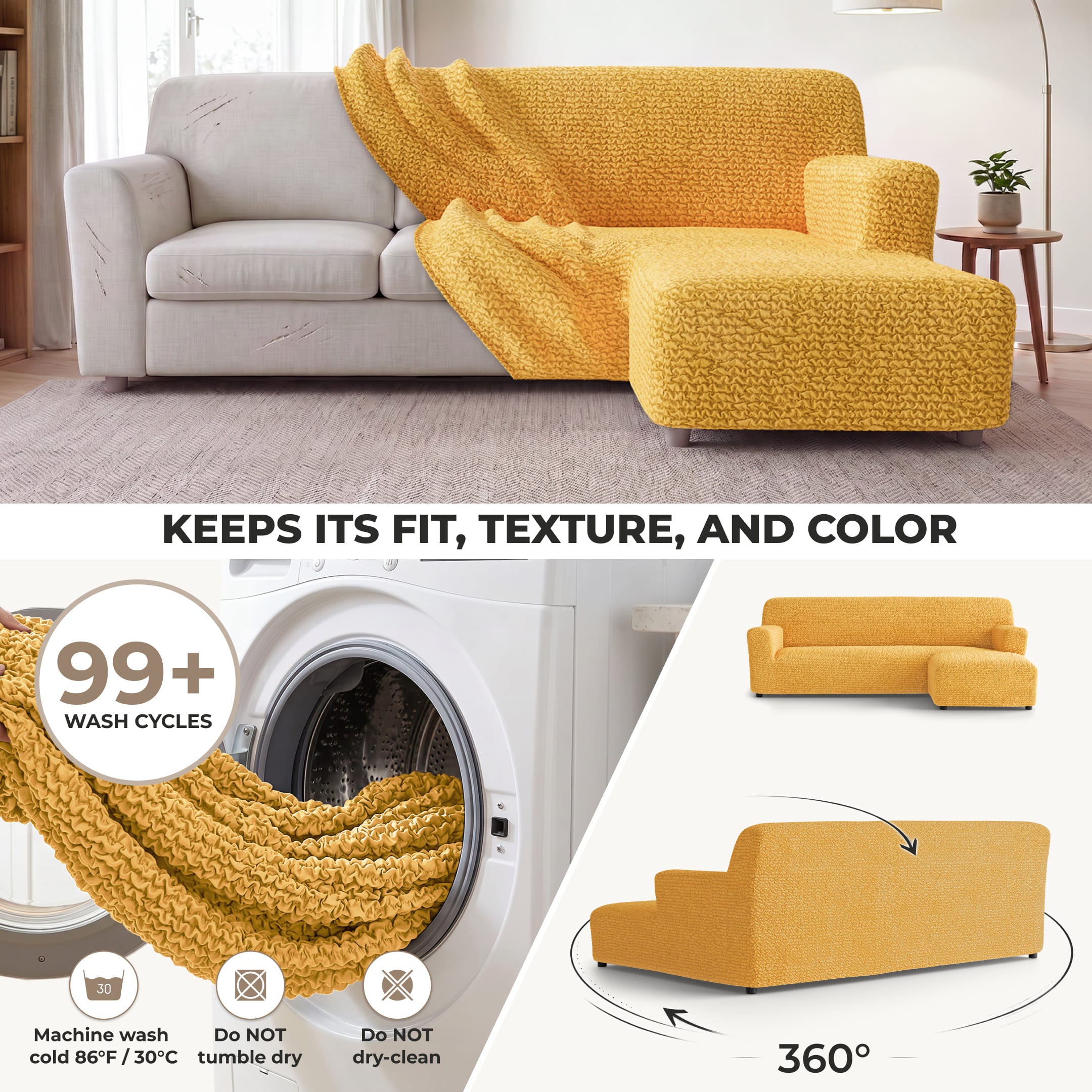 L-Shaped Sofa Slipcover (Right Chaise), Comfort Collection – Mango, color swatch | Mango