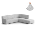 Light Grey Fullback Support Sectional Sofa Slipcover (Right Chaise), Microfibra Collection