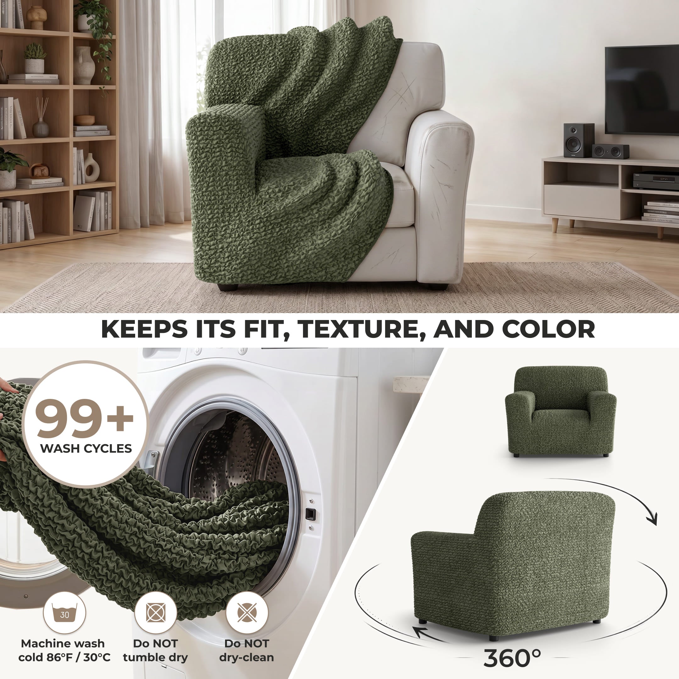 Armchair Slipcover, Comfort Collection – Moss Green, color swatch | Moss Green