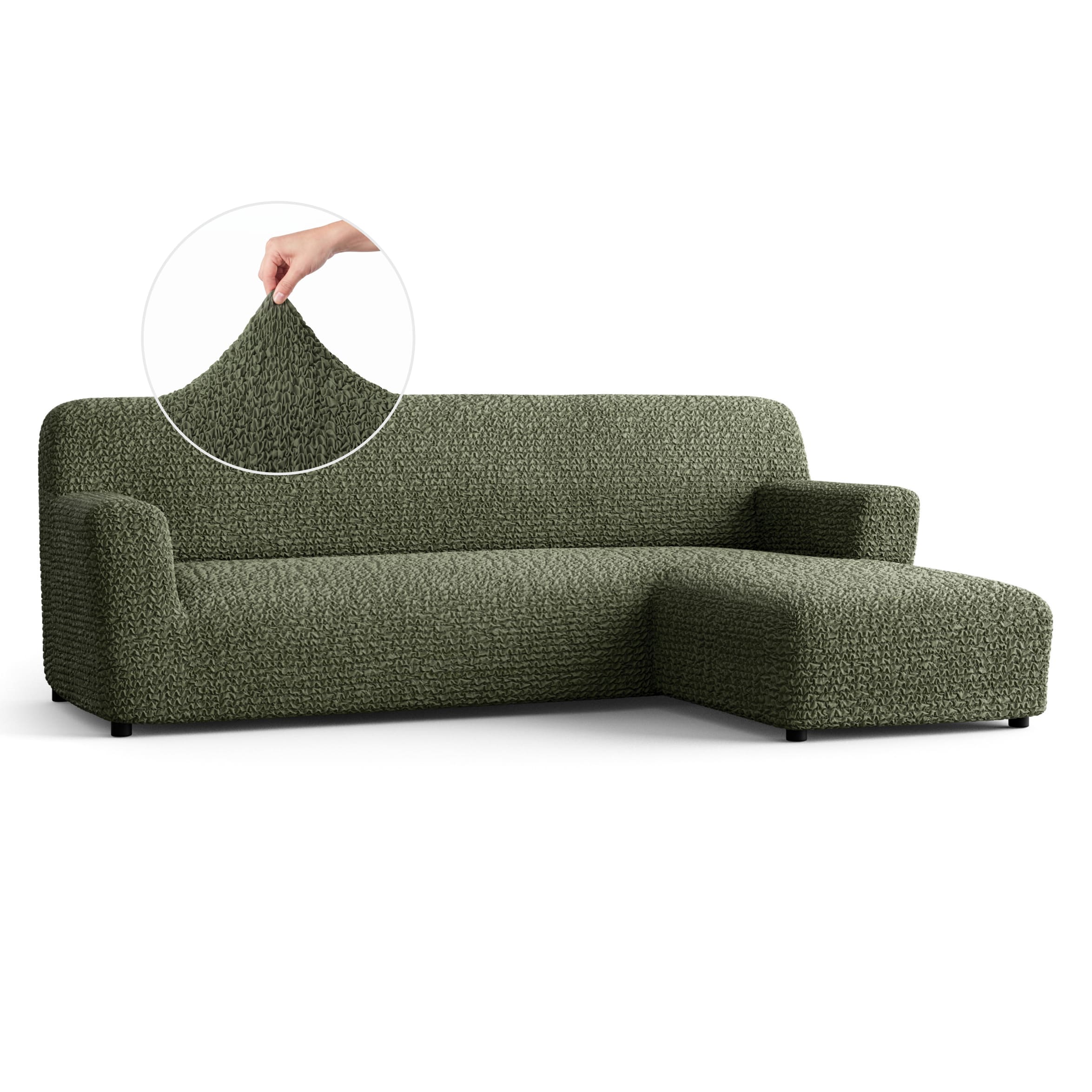 L-Shaped Sofa Slipcover (Right Chaise), Comfort Collection – Moss Green, front view | Moss Green