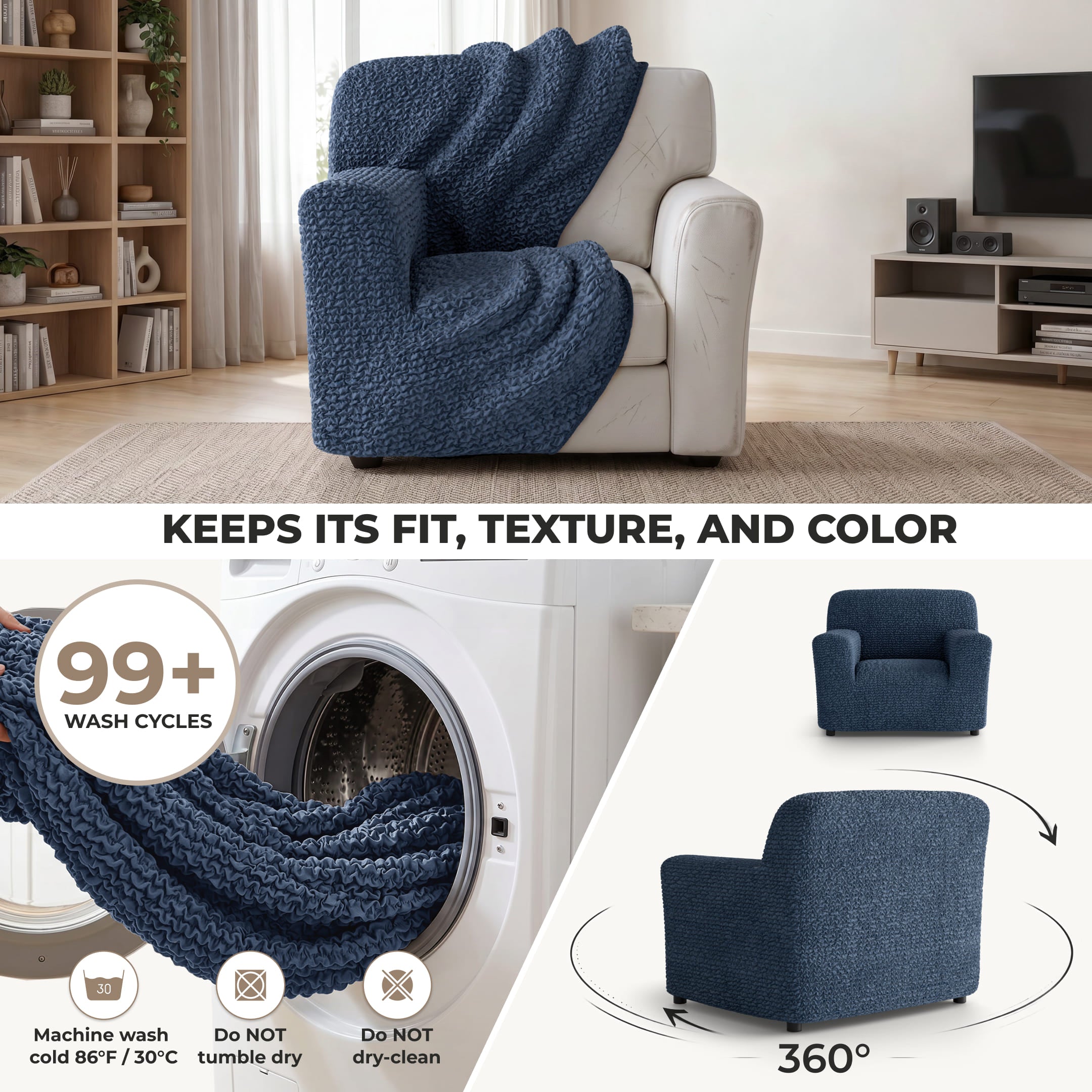 Armchair Slipcover, Comfort Collection – Navy Blue, color swatch | Navy Blue