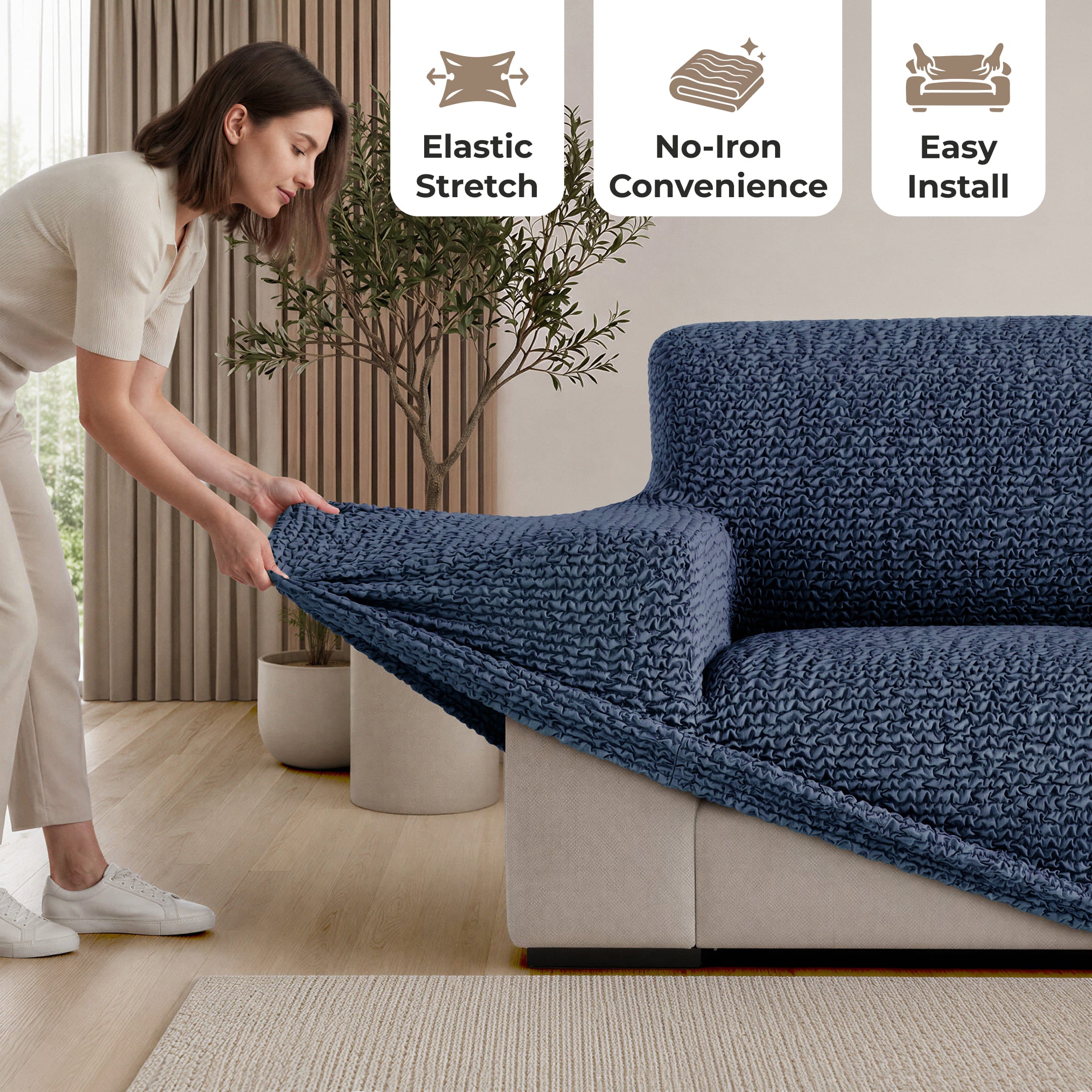 Armchair Slipcover, Comfort Collection – Navy Blue, product view | Navy Blue