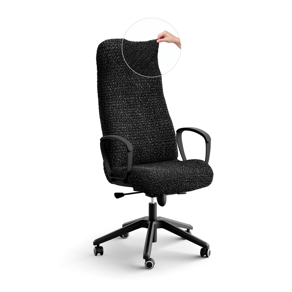 Office Chair Slipcover, Comfort Collection – Black, front view | Black