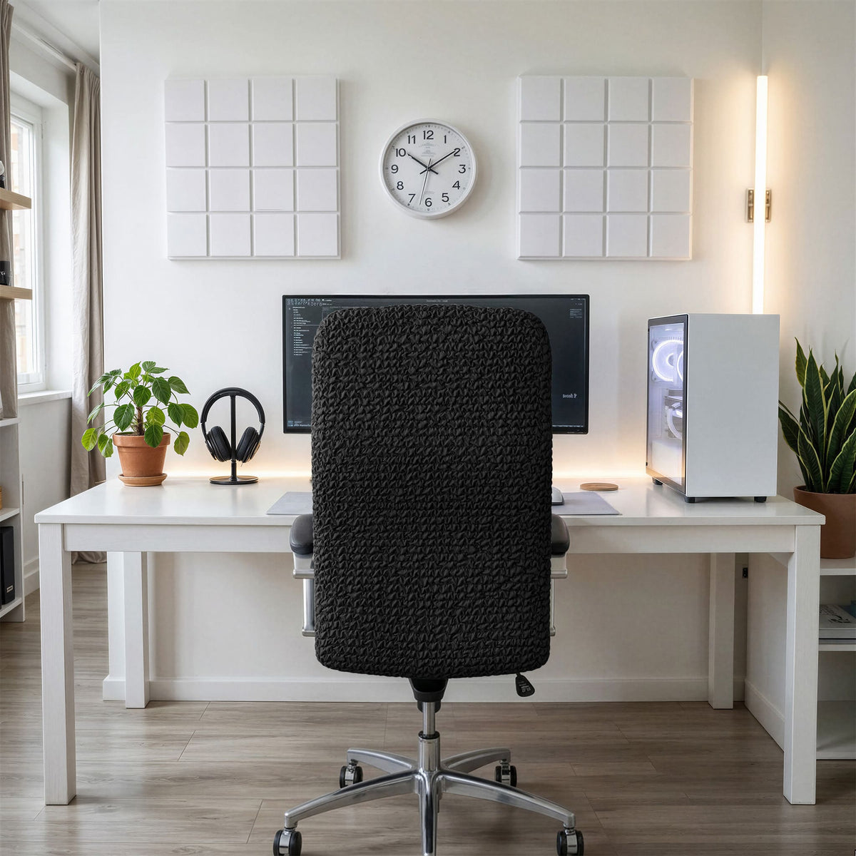 Office Chair Slipcover, Comfort Collection – Black, interior view 3 | Black