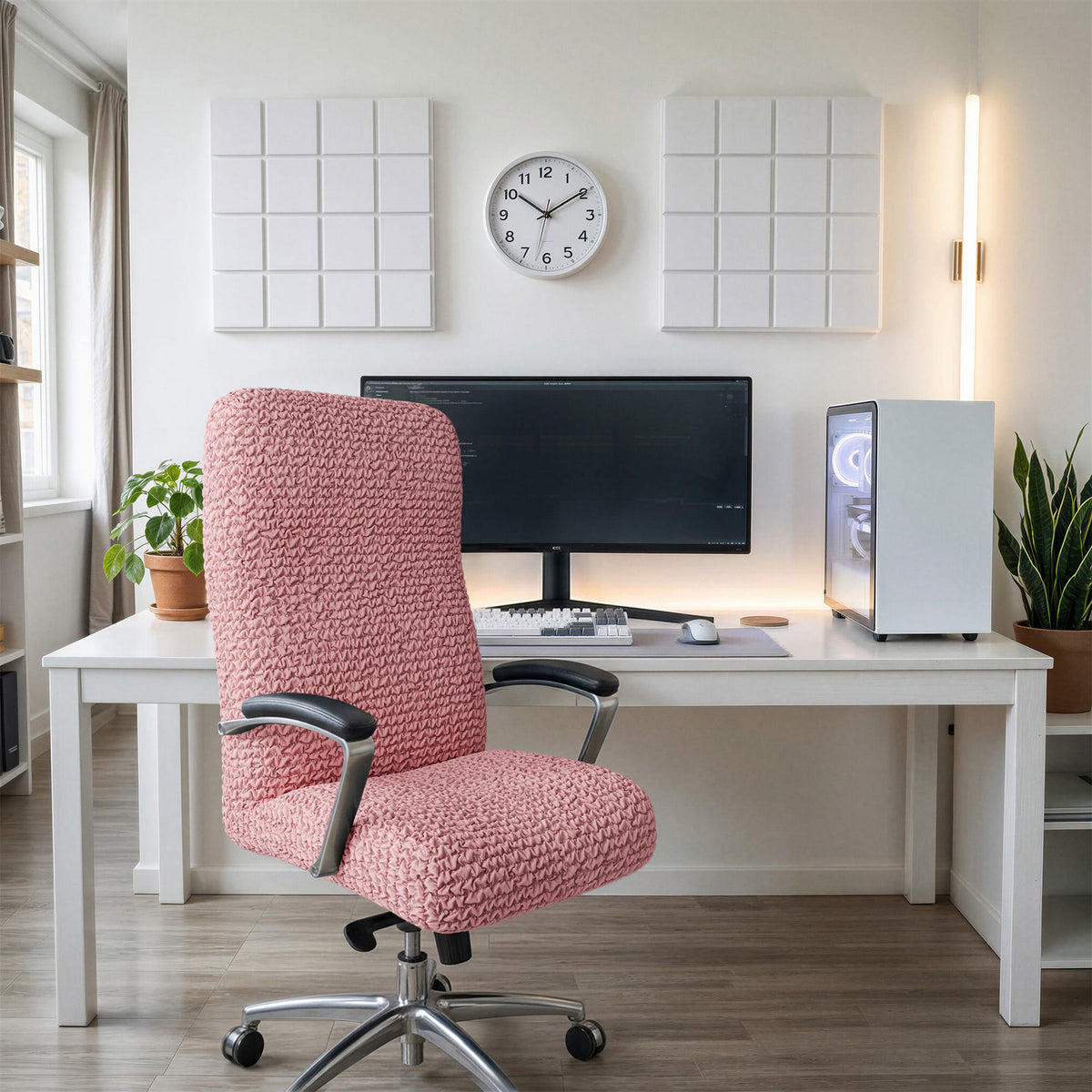 Office Chair Slipcover, Comfort Collection – Coral Pink, interior view 1 | Coral Pink