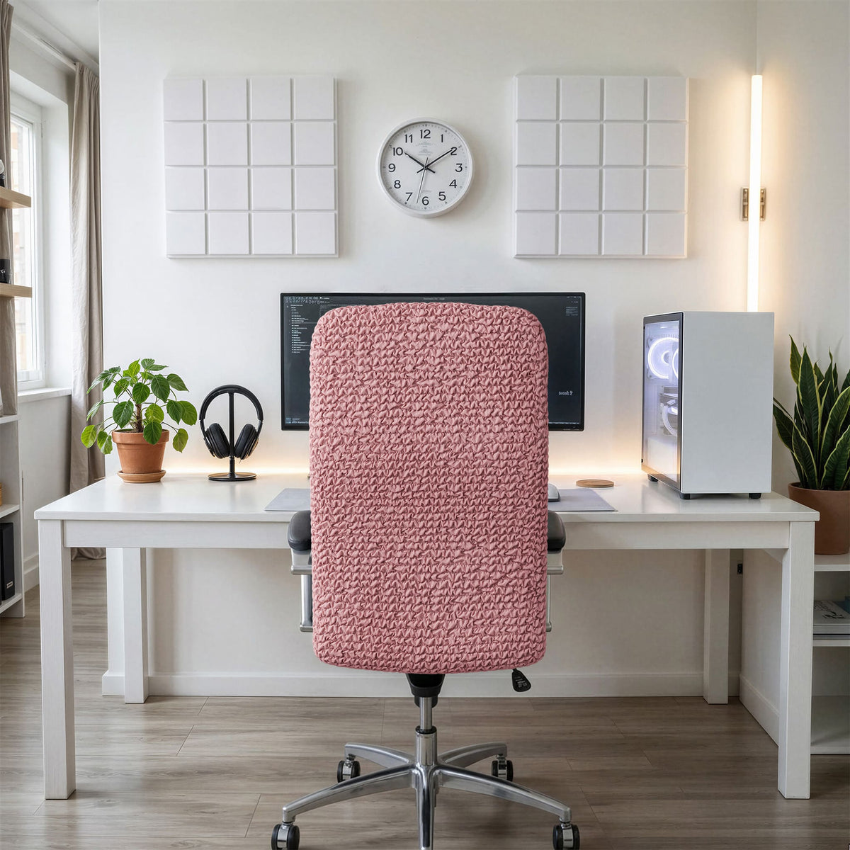 Office Chair Slipcover, Comfort Collection – Coral Pink, interior view 3 | Coral Pink