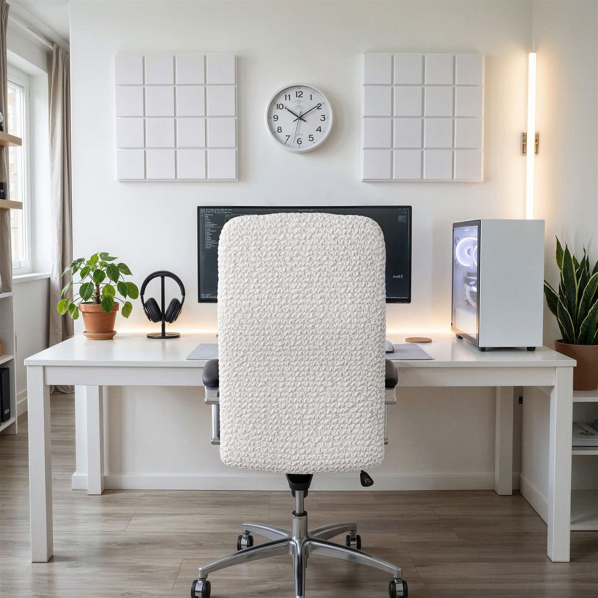 Office Chair Slipcover, Comfort Collection – Crisp White, interior view 3 | Crisp White