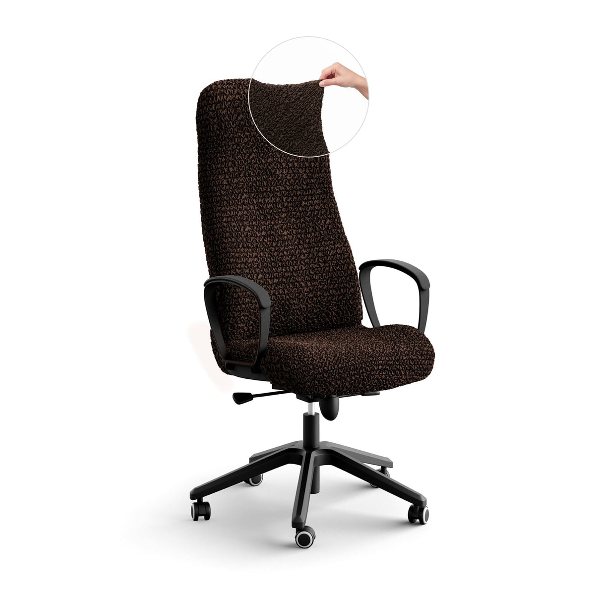 Office Chair Slipcover, Comfort Collection – Dark Brown, front view | Dark Brown