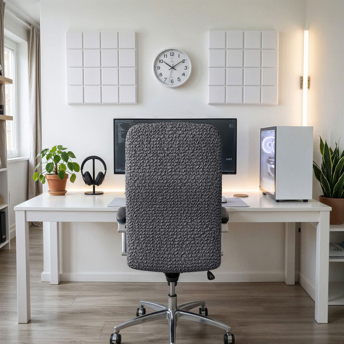 Office Chair Slipcover, Comfort Collection – Dark Grey, interior view 3 | Dark Grey