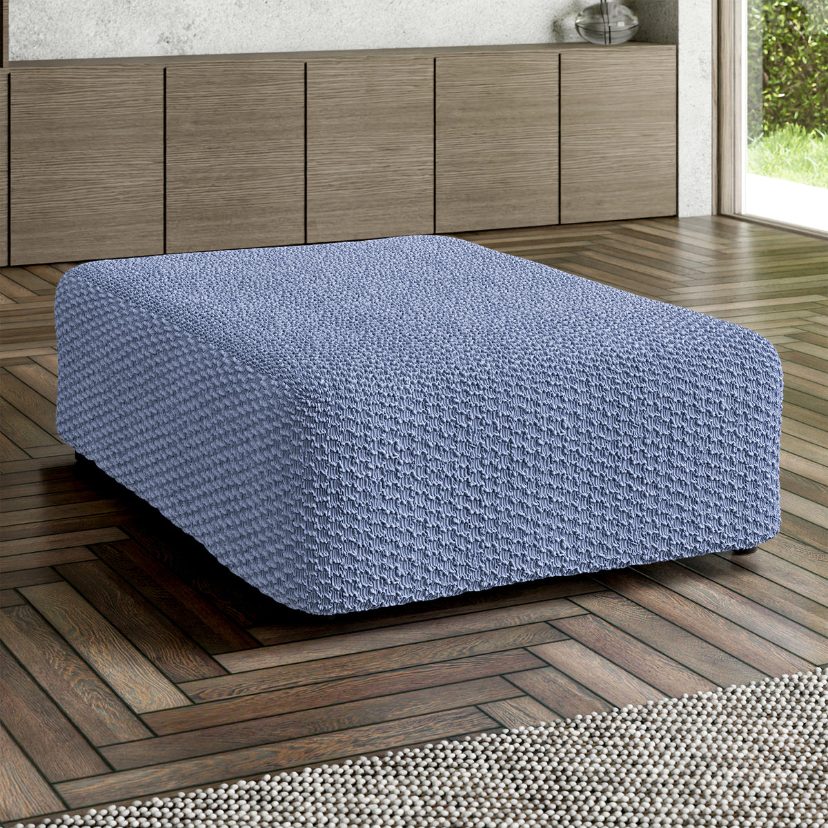 Ottoman Slipcover (Large), Embrace Collection – Blue, interior view 1 | Blue