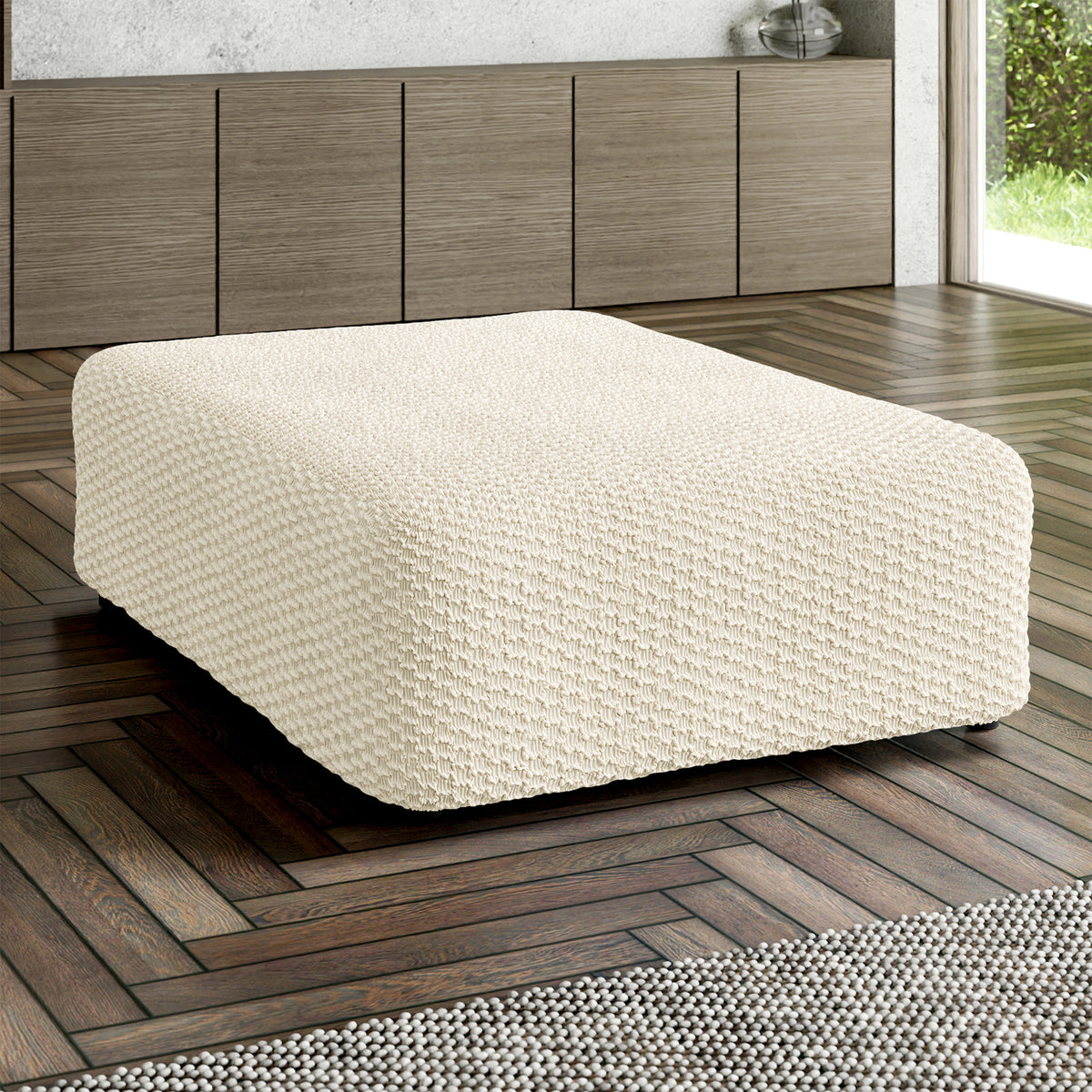 Ottoman Slipcover (Large), Embrace Collection – Cream, interior view 1 | Cream