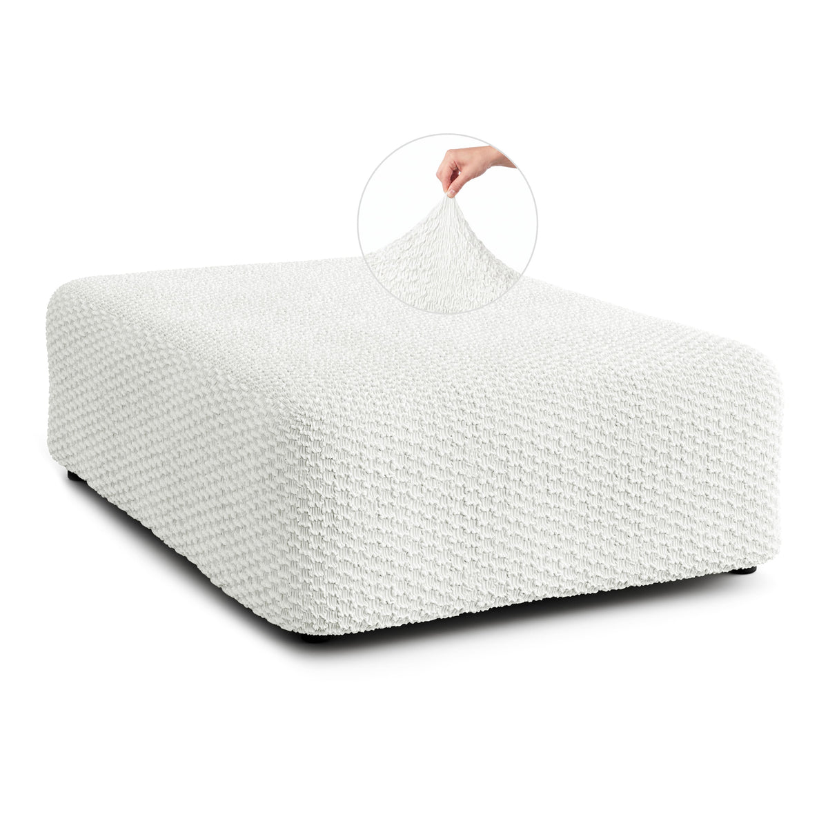 Ottoman Slipcover (Large), Embrace Collection – Crisp White, front view | Crisp White