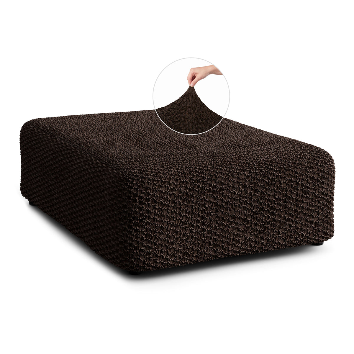 Ottoman Slipcover (Large), Embrace Collection – Dark Brown, front view | Dark Brown