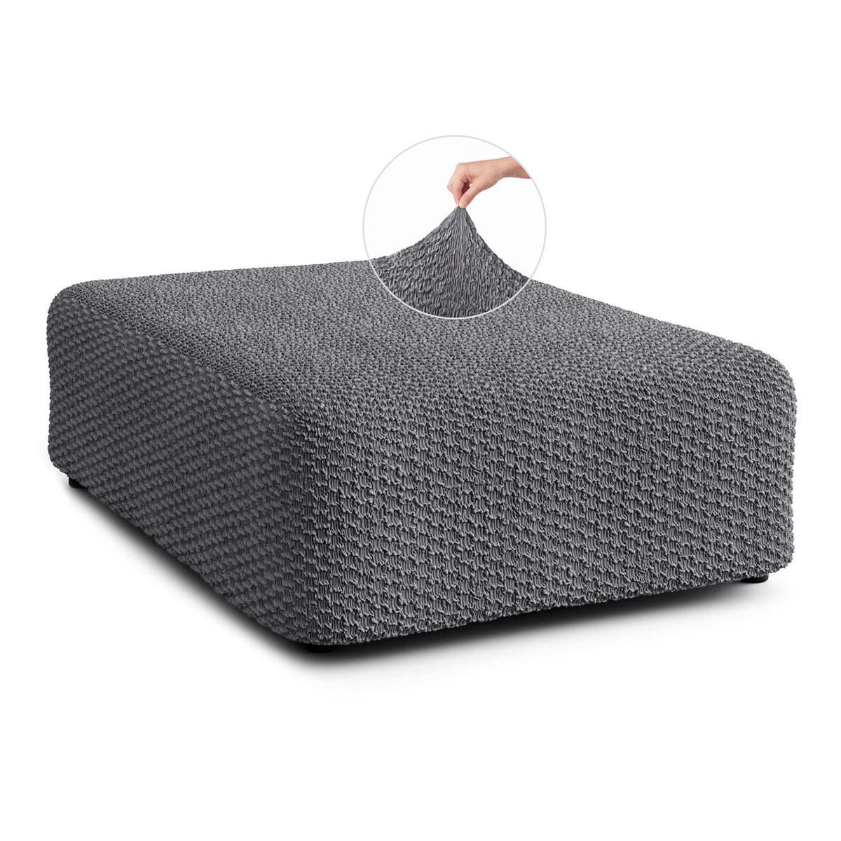 Ottoman Slipcover (Large), Embrace Collection – Dark Grey, front view | Dark Grey