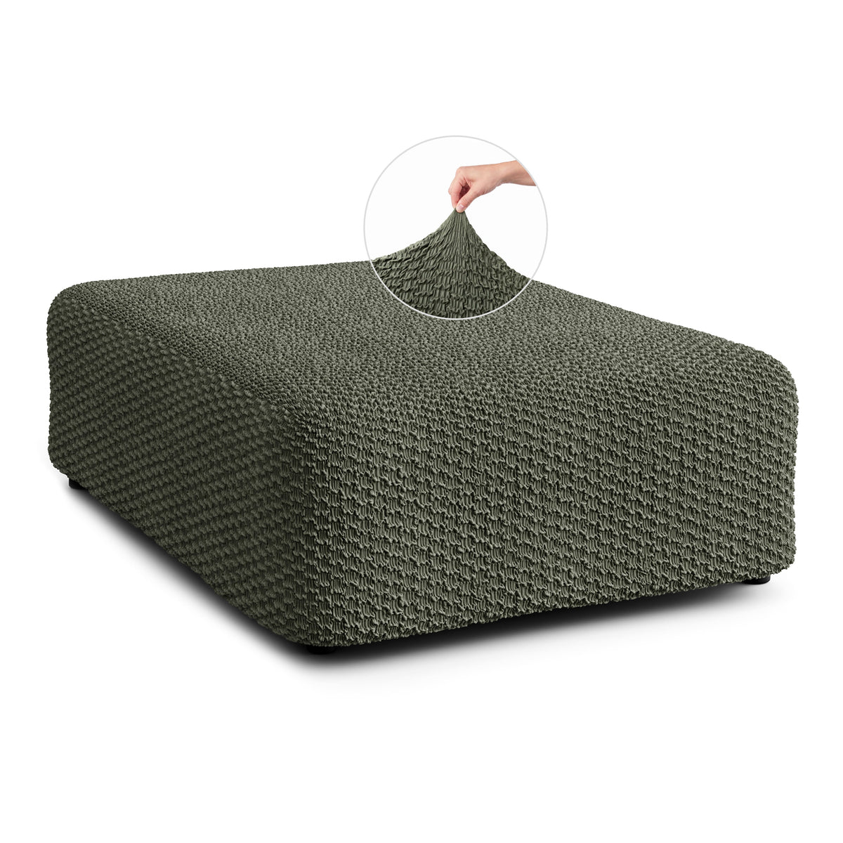 Ottoman Slipcover (Large), Embrace Collection – Moss Green, front view | Moss Green
