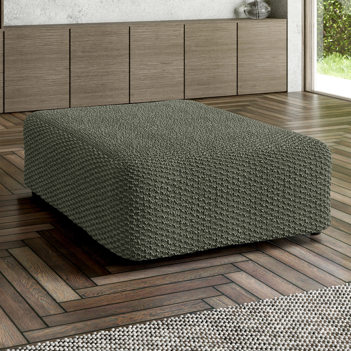 Ottoman Slipcover (Large), Embrace Collection – Moss Green, interior view 1 | Moss Green