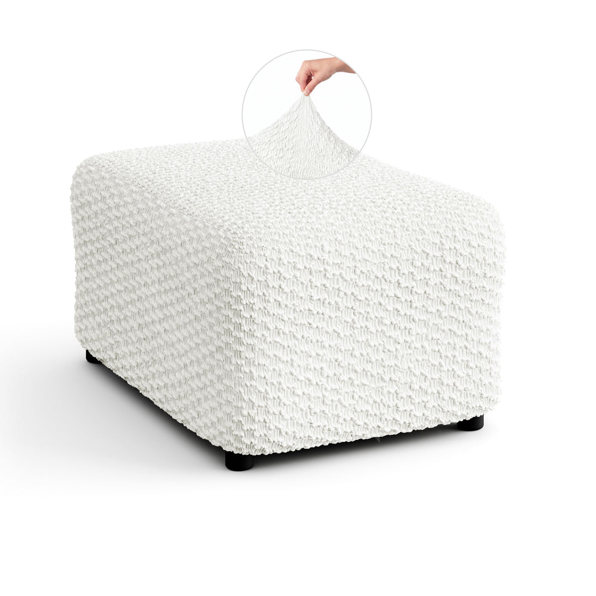 Ottoman Slipcover (Medium), Embrace Collection – Crisp White, front view | Crisp White