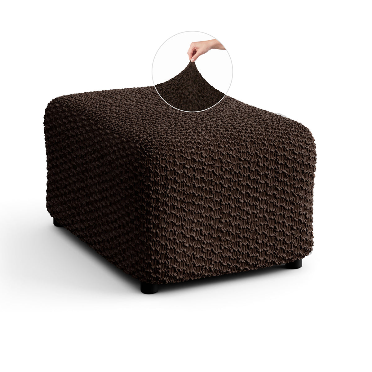 Ottoman Slipcover (Medium), Embrace Collection – Dark Brown, front view | Dark Brown