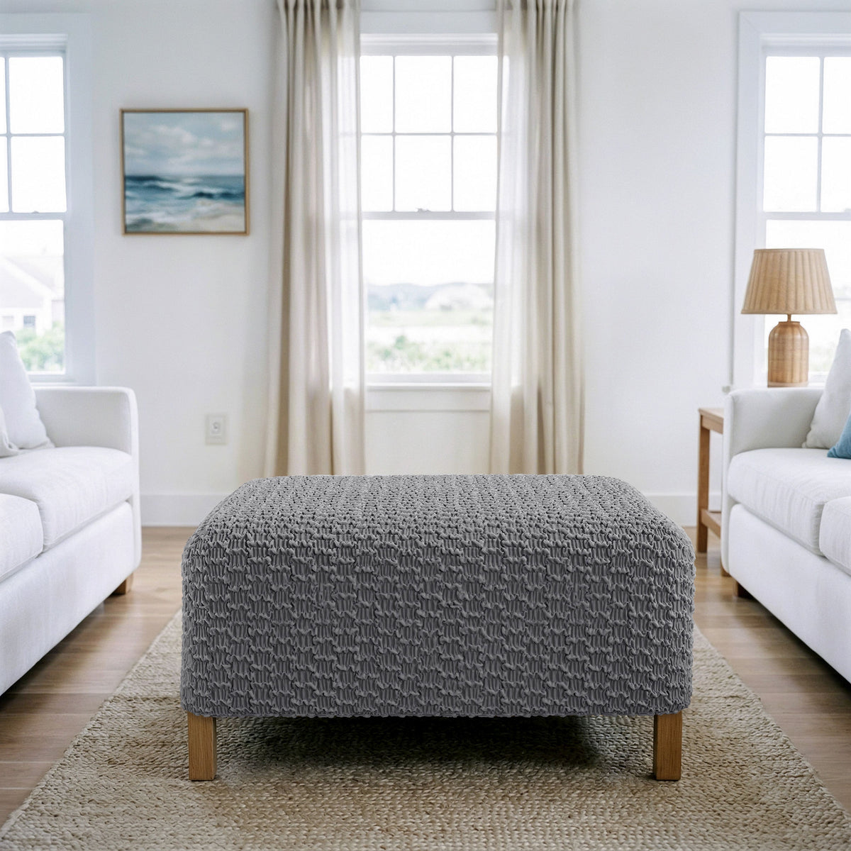 Ottoman Slipcover (Medium), Embrace Collection – Dark Grey, interior view 2 | Dark Grey