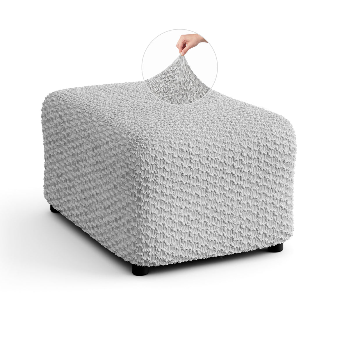Ottoman Slipcover (Medium), Embrace Collection – Light Grey, front view | Light Grey