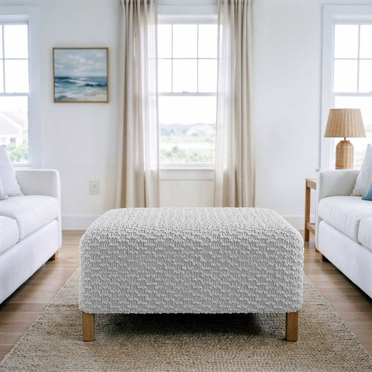 Ottoman Slipcover (Medium), Embrace Collection – Light Grey, interior view 2 | Light Grey
