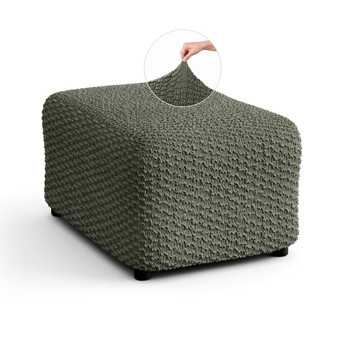 Ottoman Slipcover (Medium), Embrace Collection – Moss Green, front view | Moss Green