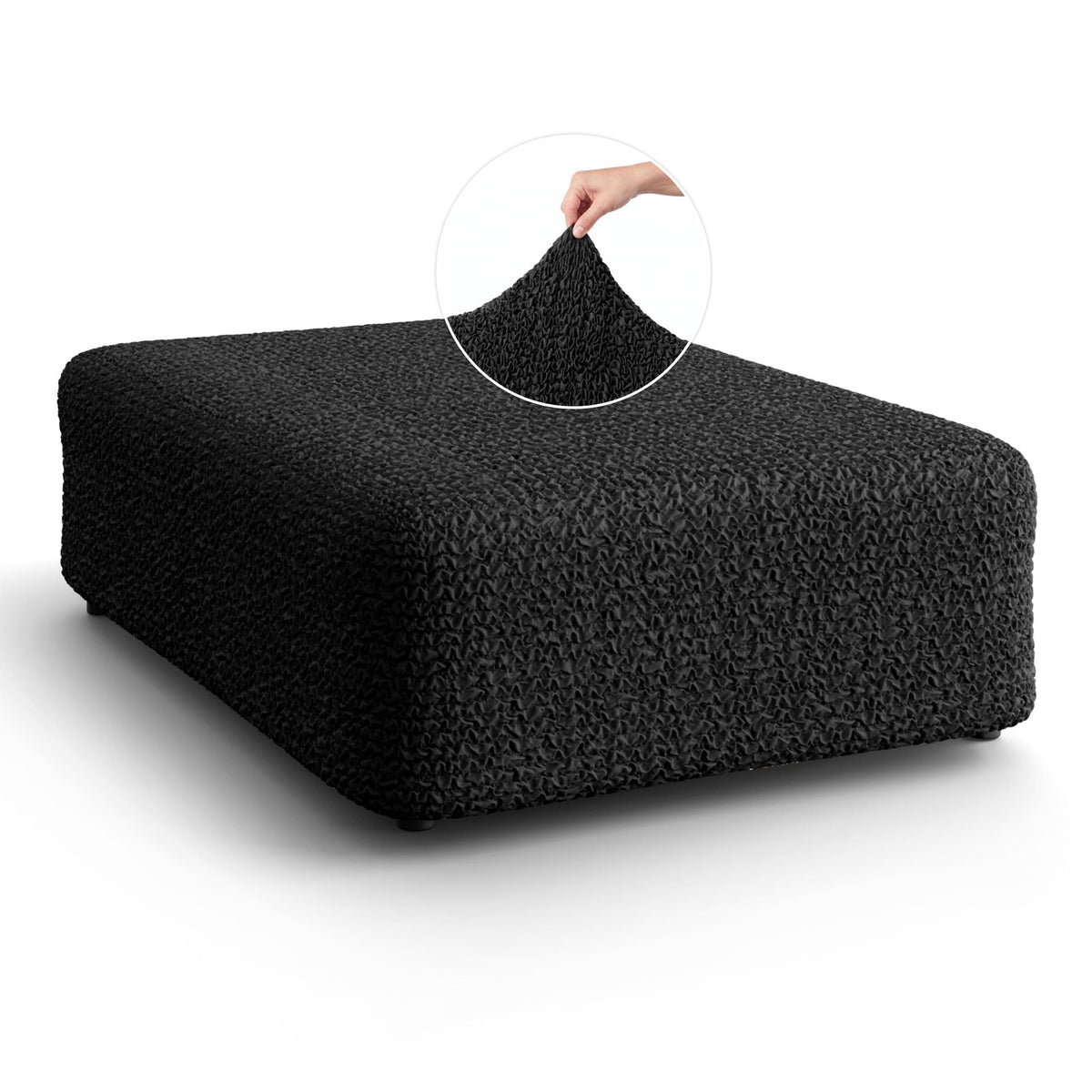 Ottoman Slipcover (Large), Comfort Collection – Black, front view | Black
