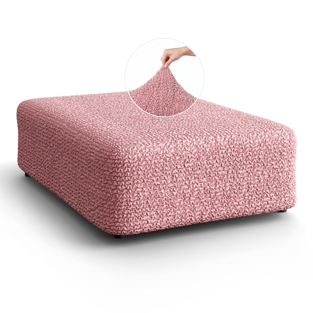 Ottoman Slipcover (Large), Comfort Collection – Coral Pink, front view | Coral Pink
