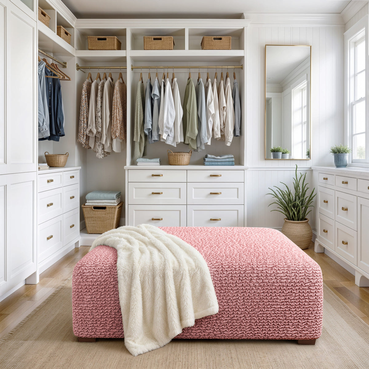 Ottoman Slipcover (Large), Comfort Collection – Coral Pink, interior view 2 | Coral Pink