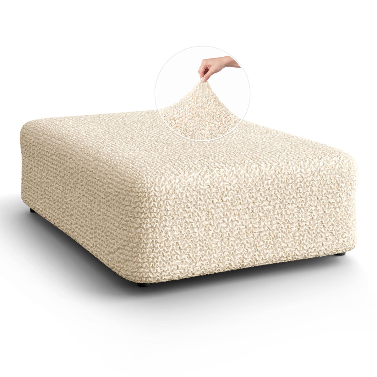 Ottoman Slipcover (Large), Comfort Collection – Cream, front view | Cream