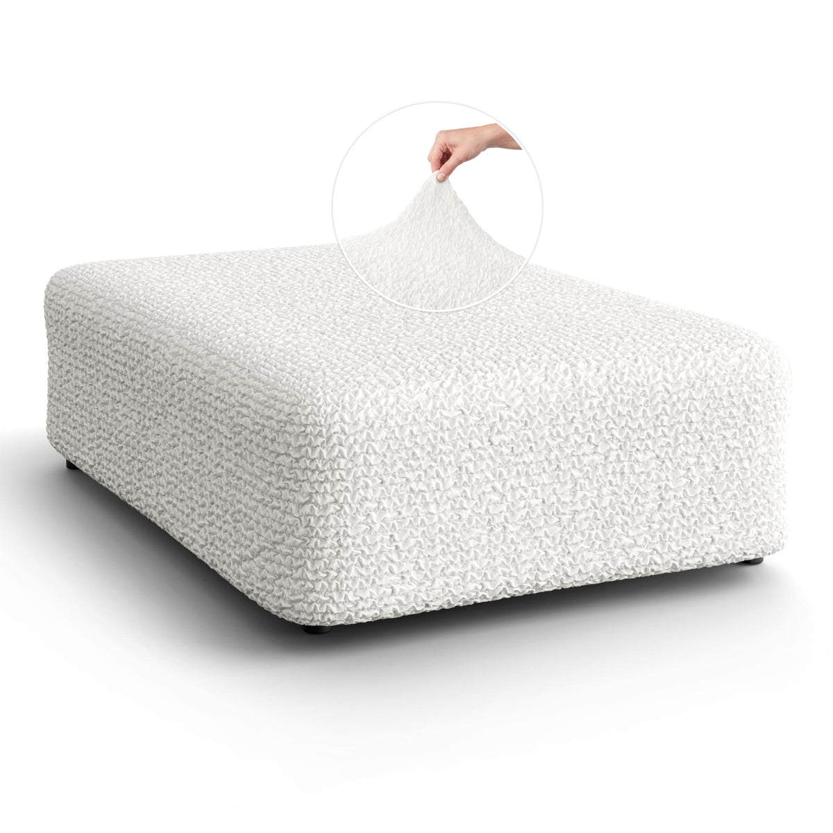 Ottoman Slipcover (Large), Comfort Collection – Crisp White, front view | Crisp White